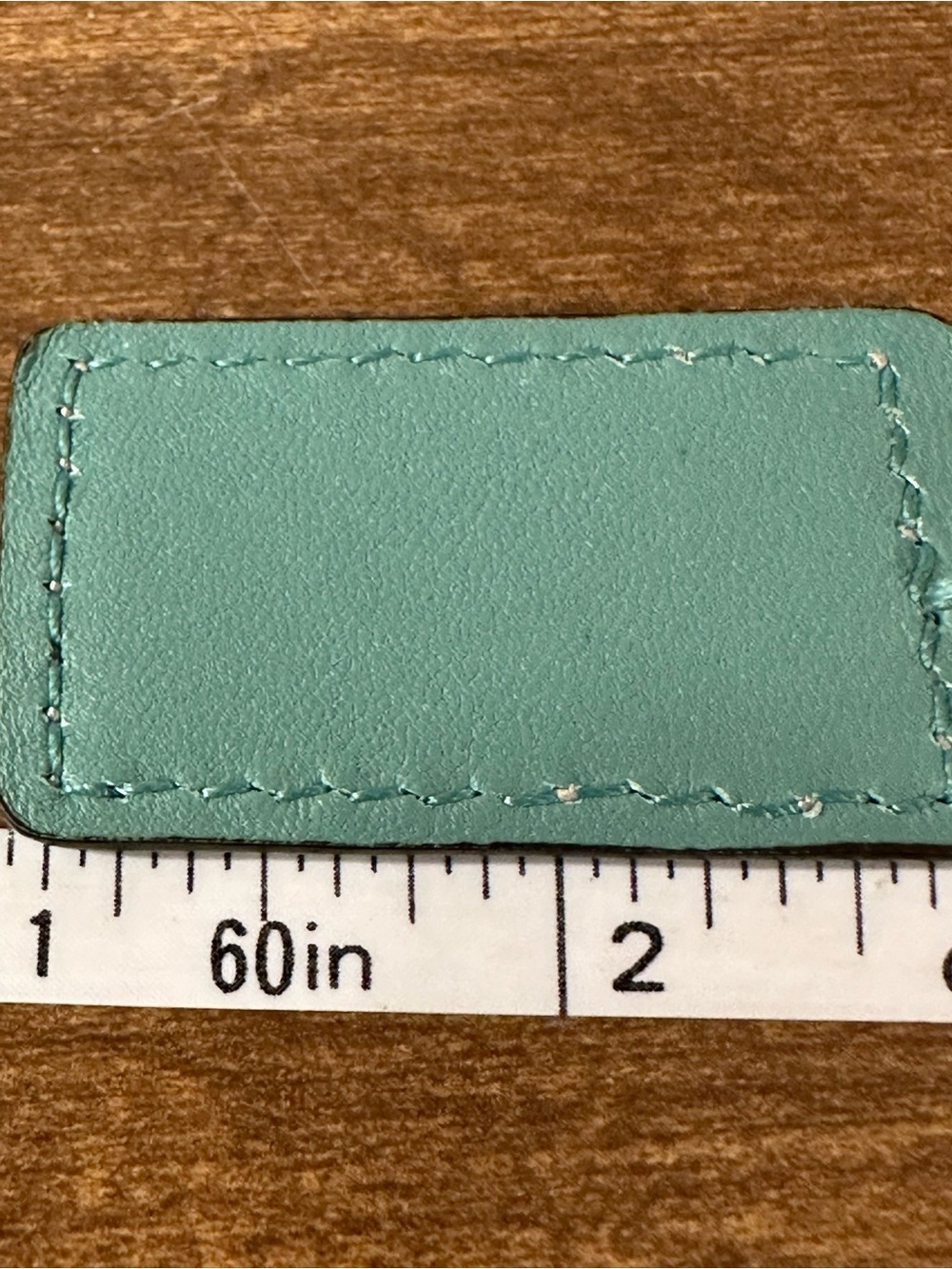 Coach Turquoise Leather Key/Card Holder Tag with Silver Chain - Picture 3 of 4